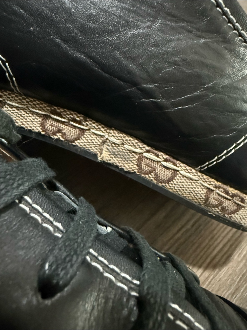 Vintage Gucci Black Leather Web Stripe Sneakers Shoes Size 43 Made In Italy - Picture 11 of 11